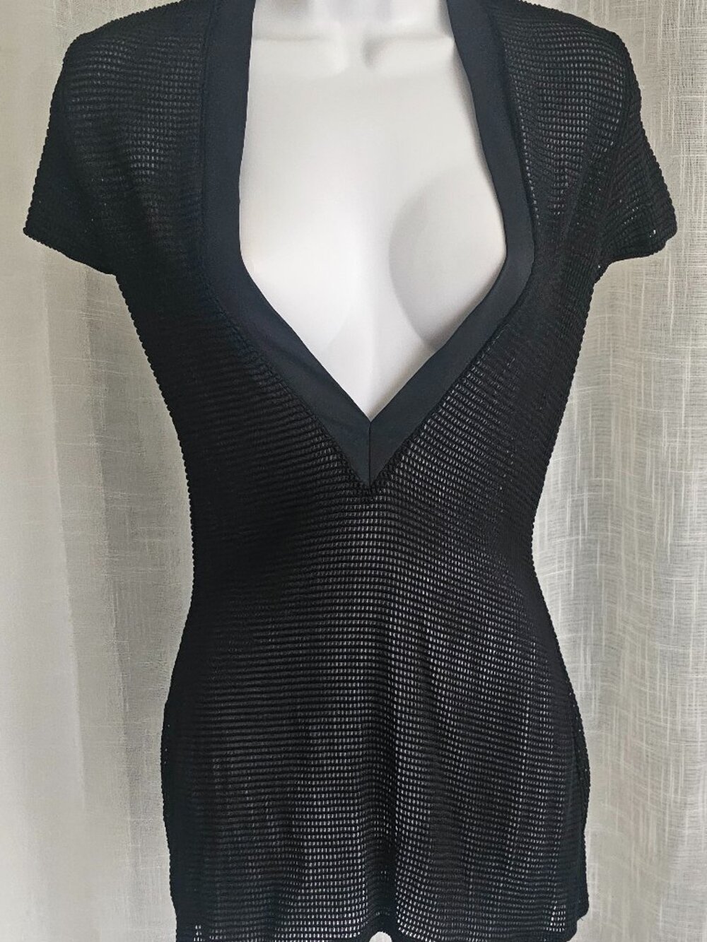 Women's Summer Beach Plain Textured Cover Up Black Size S NEW